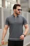 Erkek Fermuarlı Yakalı Kısa Kollu T-shirt resmi